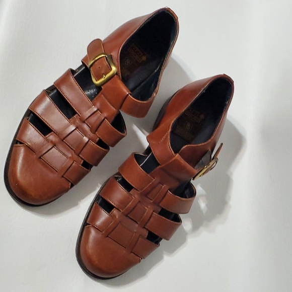 Pitti Shoes Firenze Brown Mens Sandals Cage Design Adjustable Buckle Size 7.5 D - Picture 6 of 13